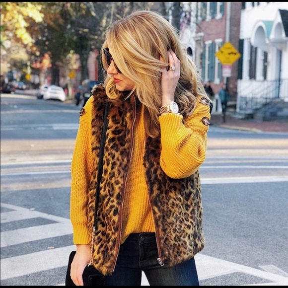 J crew faux fur leopard vest Clearance